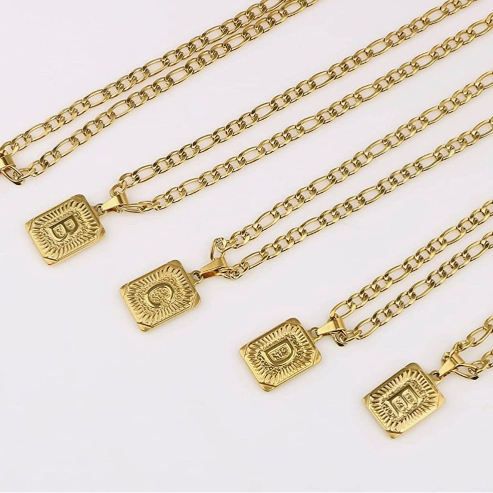 Nilevibes HIP HOP Initial Letter Pendant Necklace,Gold Platd Capital AlphabetA-Z